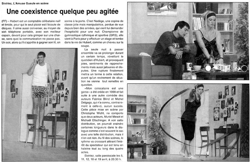 Article théâtre Amuse-Gueule "Mon colocataire est une garce"