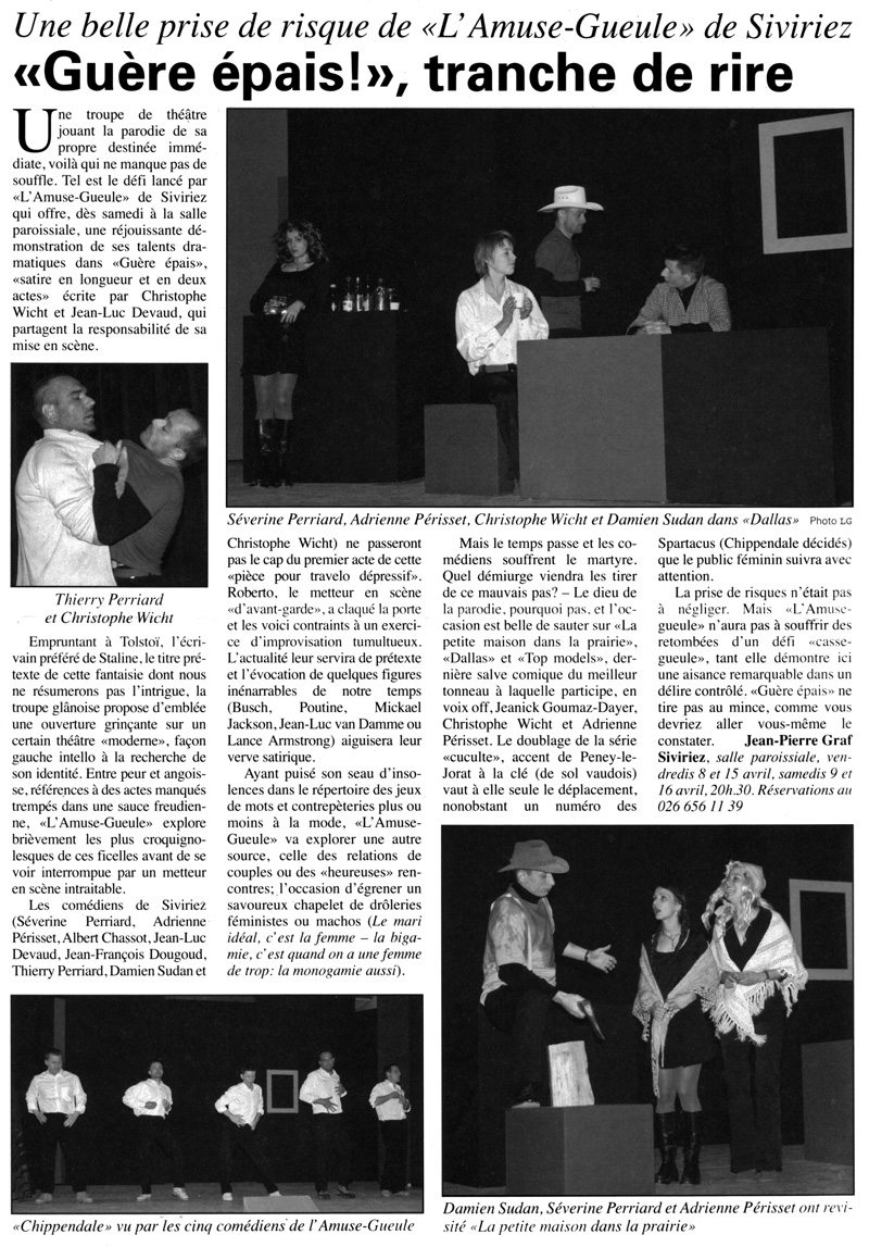 Création Troupe théâtrale "l'Amuse-Gueule" - article presse