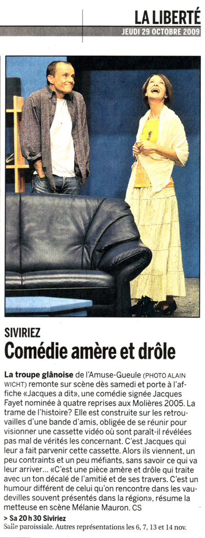 L'Amuse-Gueule théâtre article presse "Jacques a dit"