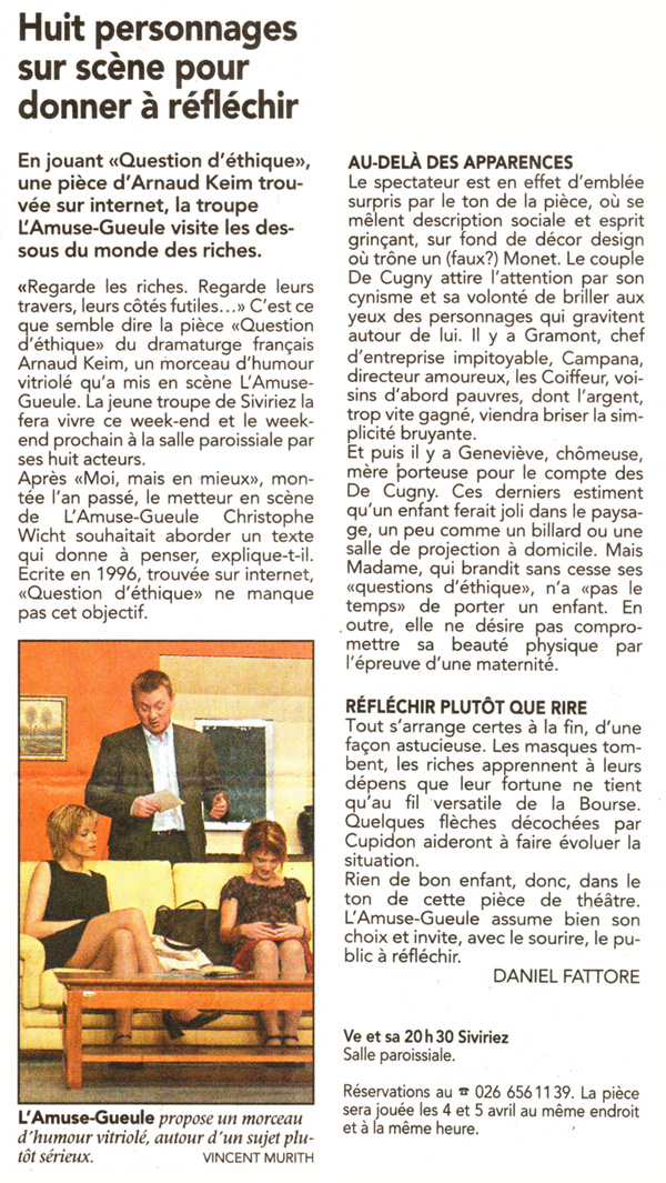 Article La Liberté troupe théâtrale L'Amuse-Gueule